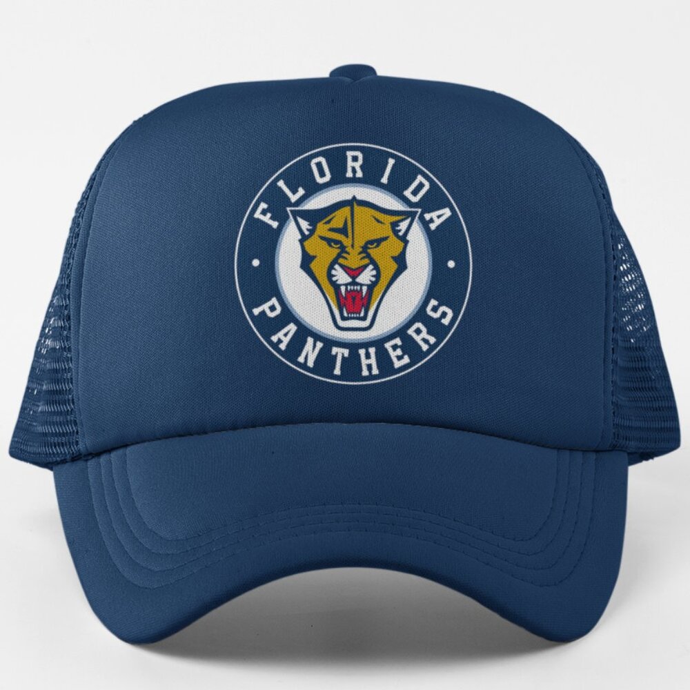 NEW Florida Panthers Roundel Foam Trucker Mesh Snapback Hat NAVY